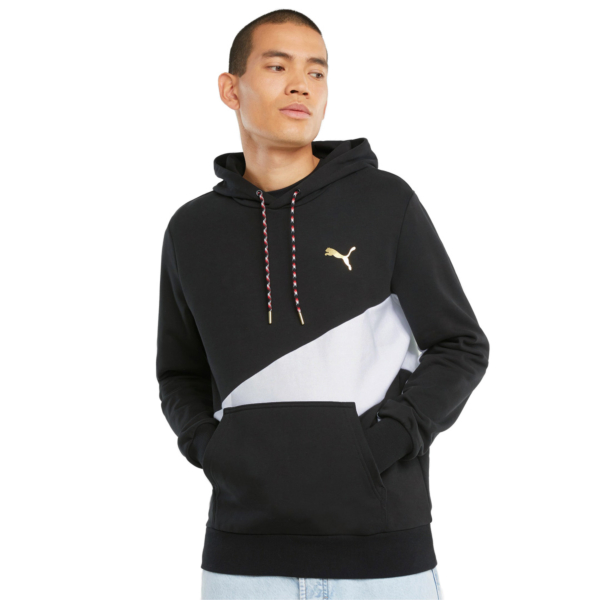 mens black and white puma hoodie